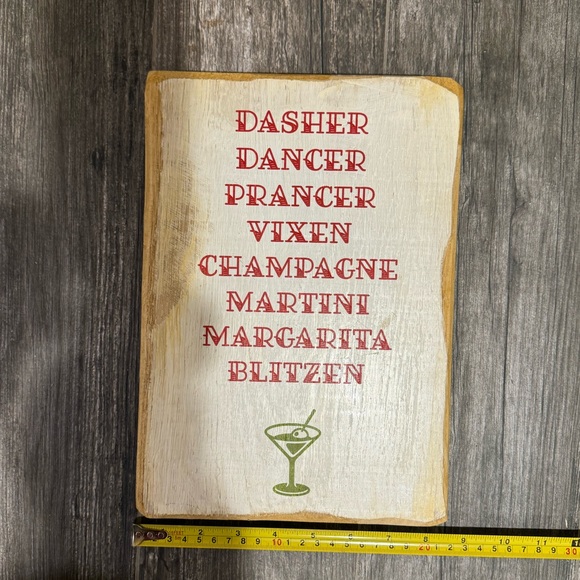 holiday christmas decor reindeers & cocktail artist made sign NWT - Picture 3 of 5